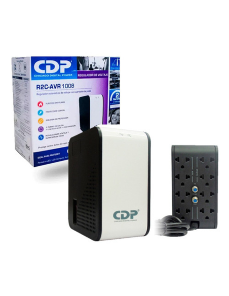 REGULADOR CDP R2C-AVR1008 1000VA-500W-Entrada-Salida 110Vac-8 nema 5-15R