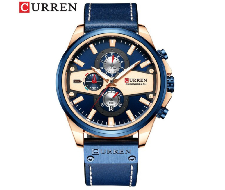 RELOJ CURREN 8394 CUERO DEPORTIVO CASUAL AZUL