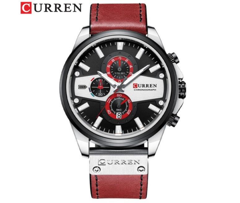 RELOJ CURREN 8394 CUERO DEPORTIVO CASUAL ROJO