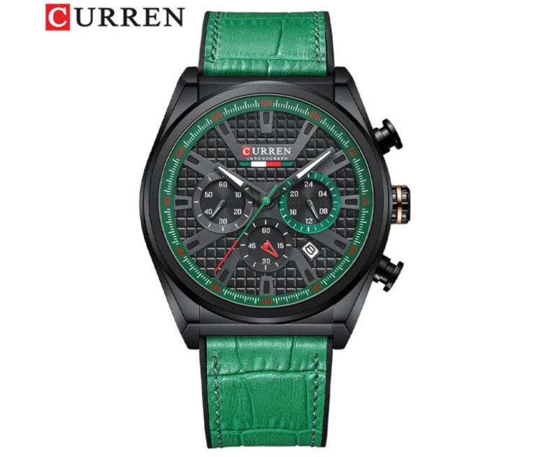 RELOJ CURREN 8392 CUERO DEPORTIVO VERDE