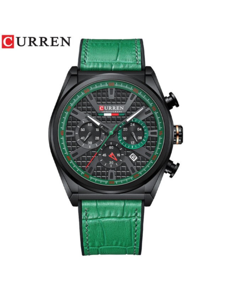 RELOJ CURREN 8392 CUERO DEPORTIVO VERDE