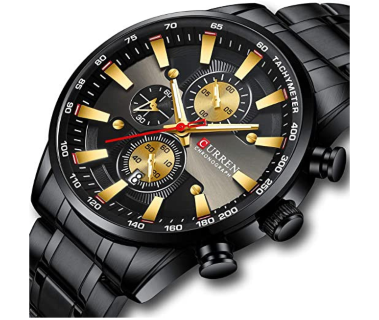 RELOJ CURREN 8351 ACERO INOXIDABLE NEGRO