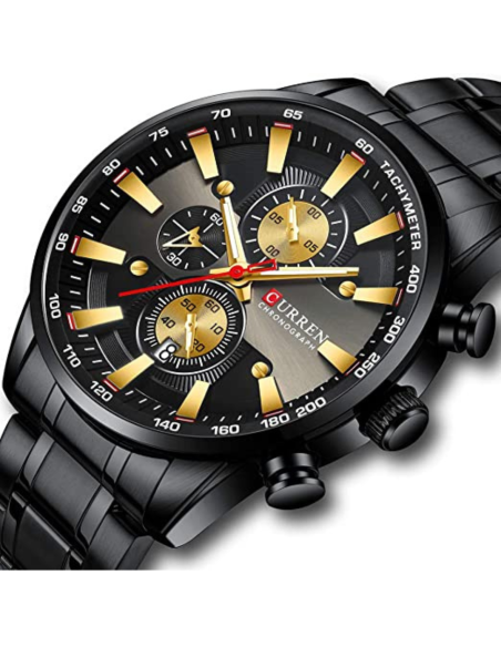RELOJ CURREN 8351 ACERO INOXIDABLE NEGRO