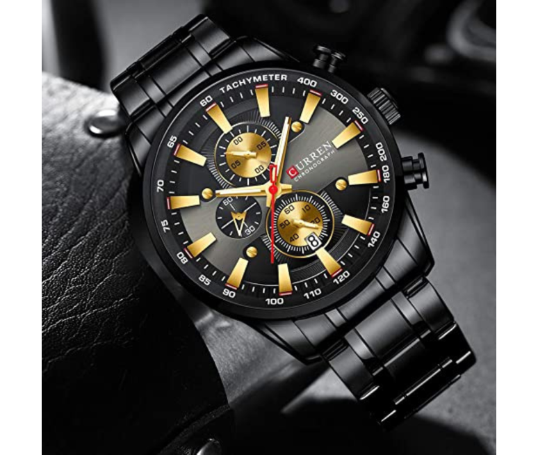 RELOJ CURREN 8351 ACERO INOXIDABLE NEGRO