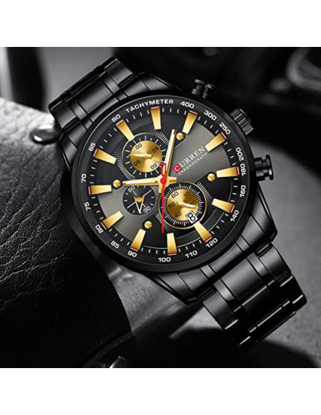 RELOJ CURREN 8351 ACERO INOXIDABLE NEGRO