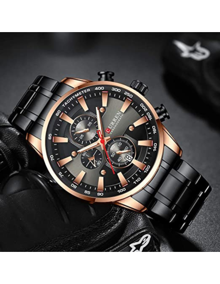 RELOJ CURREN 8351 ACERO INOXIDABLE NEGRO