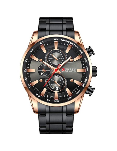 RELOJ CURREN 8351 ACERO INOXIDABLE NEGRO