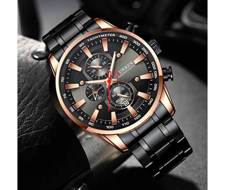 RELOJ CURREN 8351 ACERO INOXIDABLE NEGRO