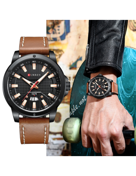 RELOJ CURREN 8376 DE CUARZO ELEGANTE CORREA MARRÓN