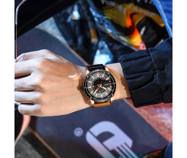 RELOJ CURREN 8374 DE CUARZO CORREA CAFÉ