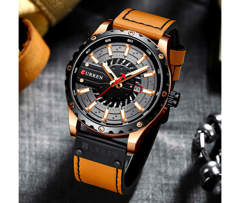 RELOJ CURREN 8374 DE CUARZO CORREA CAFÉ