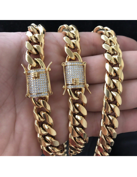 PULSERA DE ESLABONES CUBANOS DE MIAMI JEWELRY URBAN DORADO