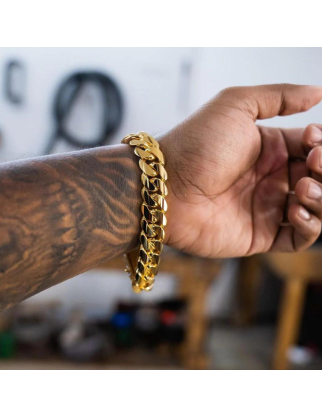 PULSERA DE ESLABONES CUBANOS DE MIAMI JEWELRY URBAN DORADO