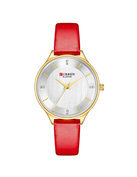 RELOJ CURREN 9041 CORREA CUERO ROJO