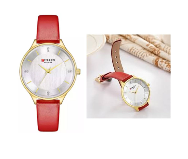 RELOJ CURREN 9041 CORREA CUERO ROJO