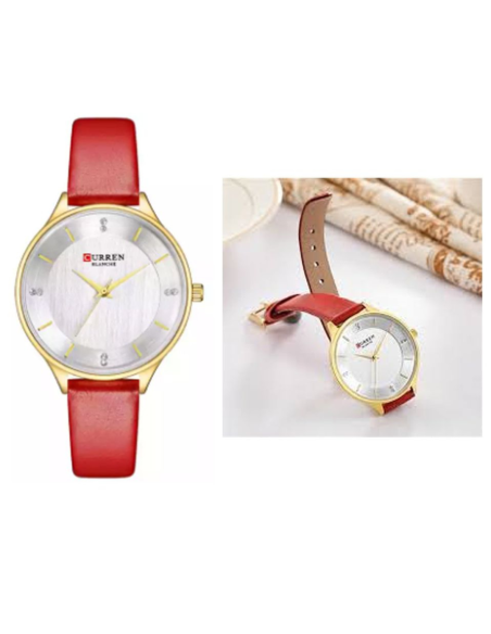RELOJ CURREN 9041 CORREA CUERO ROJO
