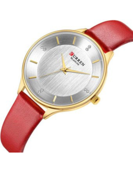 RELOJ CURREN 9041 CORREA CUERO ROJO