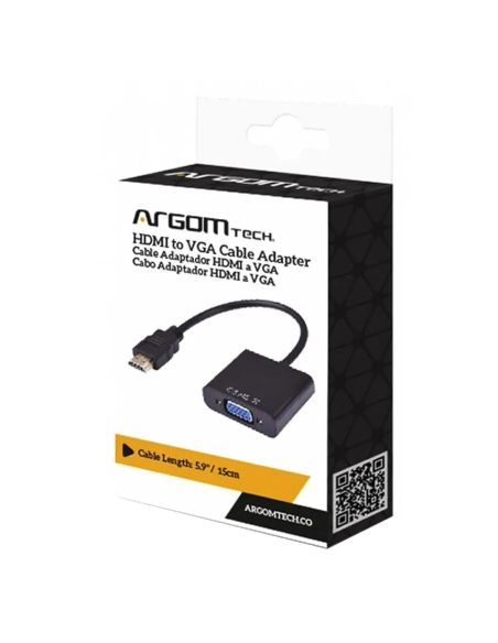 ADAPTADOR ARGOM HDMI MACHO A VGA HEMBRA NEGRO