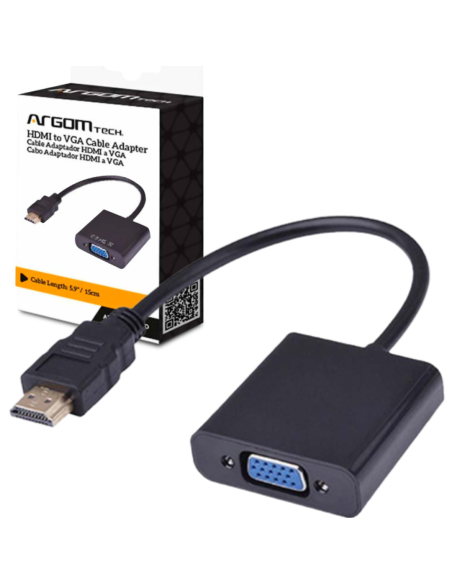ADAPTADOR ARGOM HDMI MACHO A VGA HEMBRA NEGRO