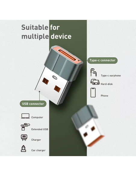 ADAPTADOR LDNIO USB MACHO A TIPO C HEMBRA LC150