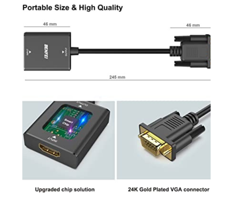 CABLE ADAPTADOR VGA MACHO - HDMI...