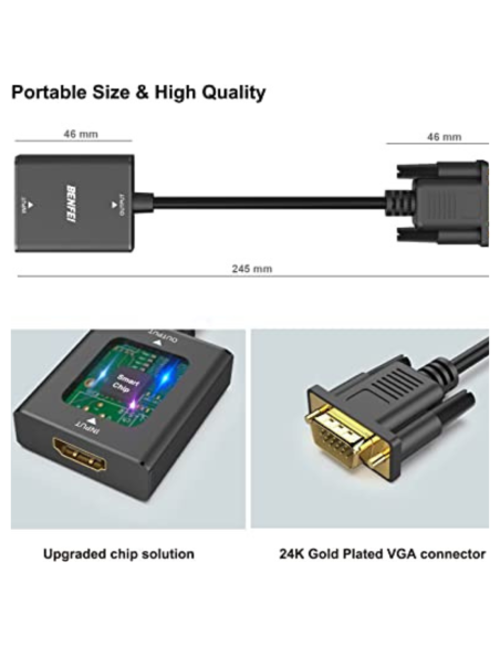 CABLE ADAPTADOR VGA MACHO - HDMI HEMBRA BENFEI