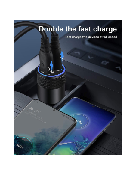 CARGADOR DE CARRO ALKIN DOBLE PUERTO USB ORIGINAL