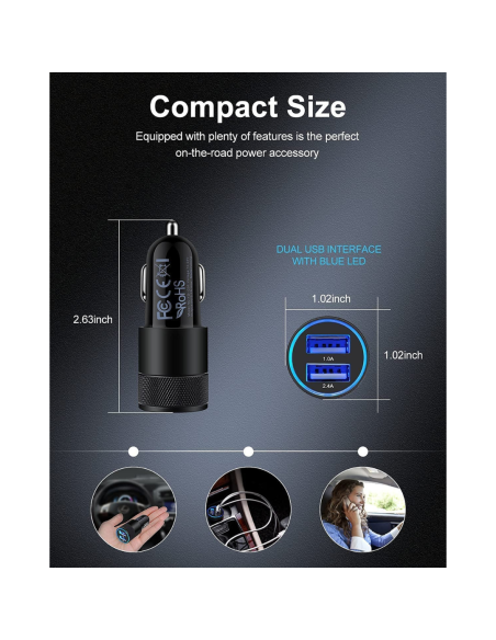 CARGADOR DE CARRO ALKIN DOBLE PUERTO USB ORIGINAL