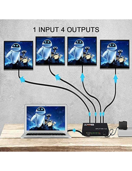 HUB HDMI SPLITTER ARGOM 4 CANALES MULTIPLICADOR DE SEÑAL