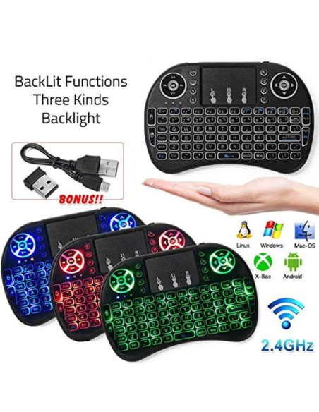 MINI TECLADO INALAMBRICO 7 COLORES RGB