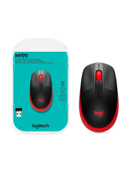 MOUSE LOGITECH INALAMBRICO M190 2.4GHZ USB ROJO