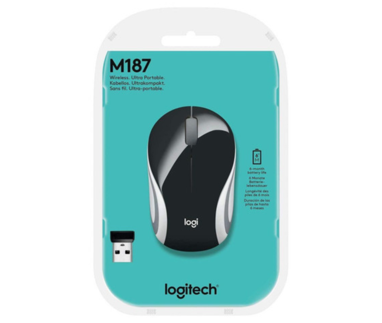 MOUSE LOGITECH INALAMBRICO M187 COLOR NEGRO-BLANCO