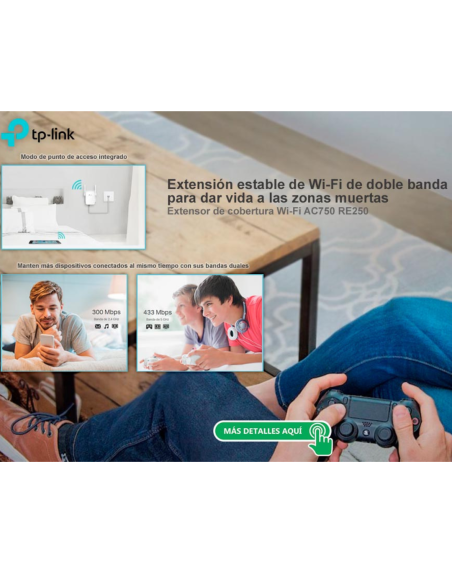 EXTENSOR WIFI TP-LINK AC750 RE205 DOBLE BANDA 2 ANTENAS