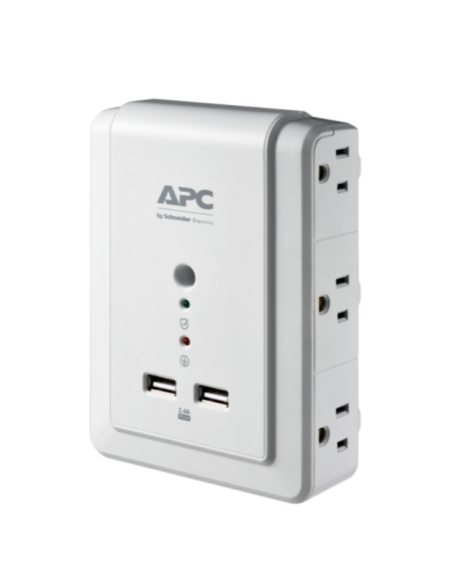 SUPRESOR DE PICOS APC 120V 6 TOMAS 2 USB MONTAJE EN PARED