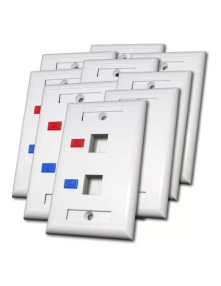 FACE PLATE DE PARED NEWLINK 2 PUERTOS TAPA BLANCA