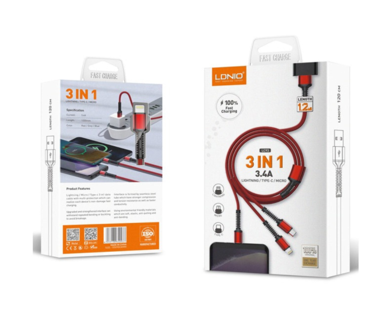 CABLE LDNIO LC93 3 EN 1 - 18W 3.4A EN...