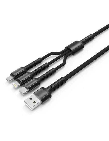 CABLE LDNIO LC93 3 EN 1 - 18W 3.4A EN TIPO C - MICRO-USB - IPHONE