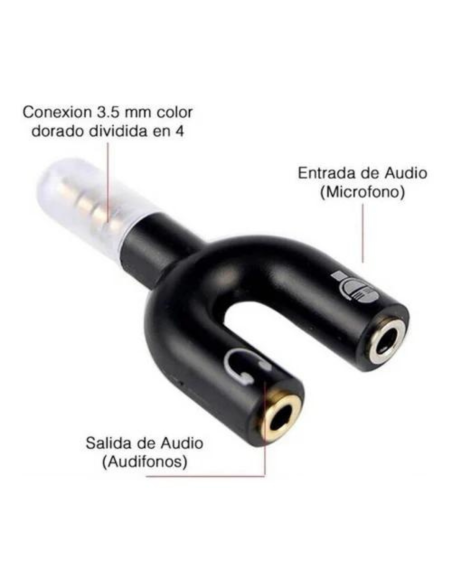 ADAPTADOR DE AUDIO JACK 3.5MM A DOBLE Y MACHO Y HEMBRA