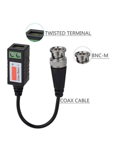CONECTOR BALUN 2 EN 1 DE 1 CANAL PARA CAMARAS HD