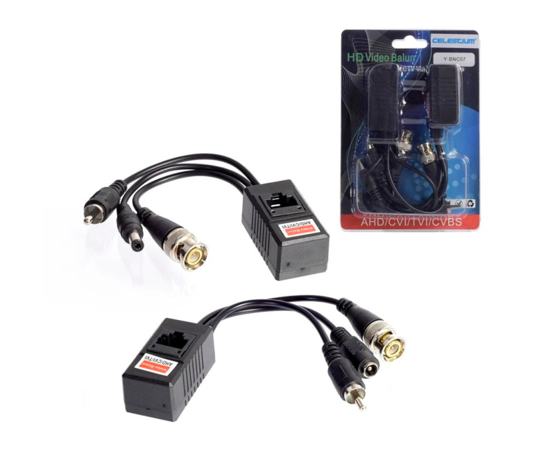CONECTOR VIDEO BALUN 2 EN 1 RJ45 X2 MT -BNC ALIMENTACION-VIDEO-AUDIO PARA CAMARAS
