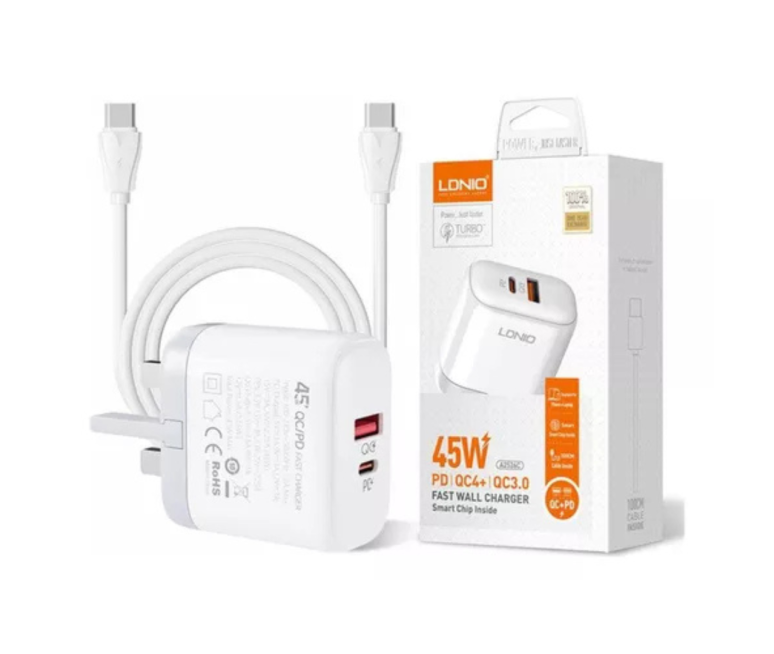 CARGADOR LDNIO A2526C 45W-2P USB+PD+CABLE TIPO C