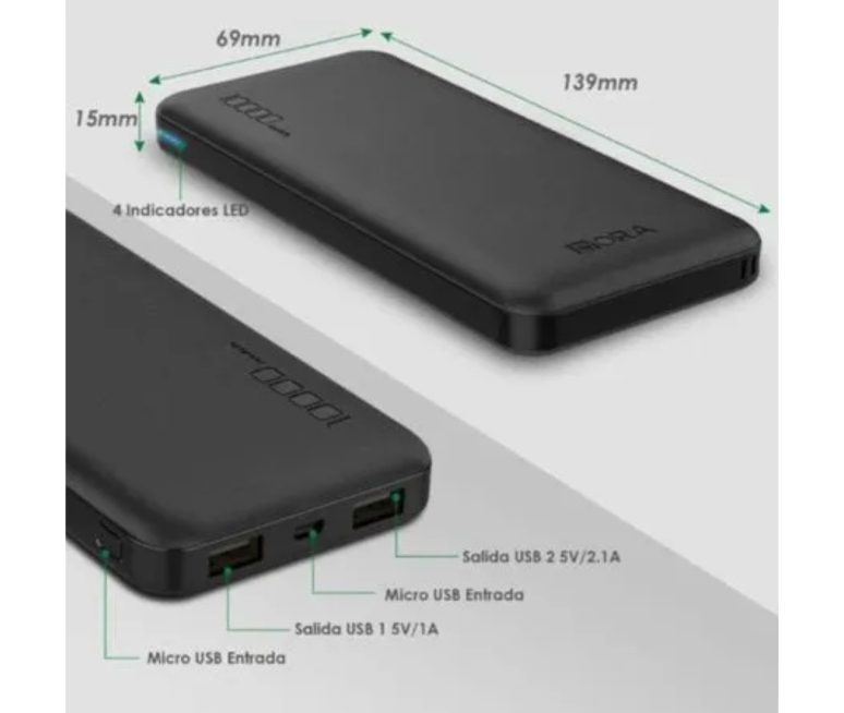 KIT - POWER BANK 10000 mAh + 2 CABLE...