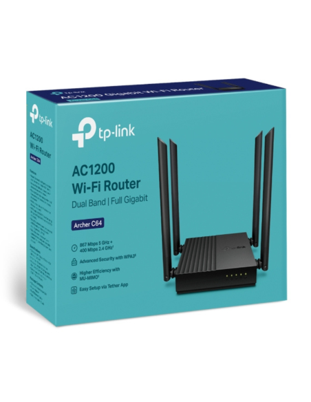ROUTER TP-LINK MU-MIMO AC1200 C64 DOBLE BANDA 10/100/1000 4 ANTENAS