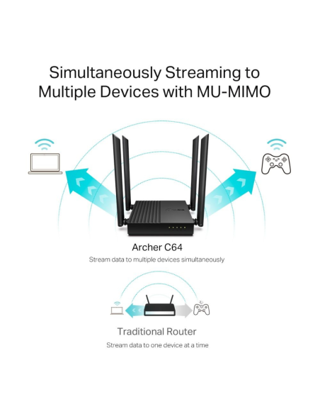 ROUTER TP-LINK MU-MIMO AC1200 C64 DOBLE BANDA 10/100/1000 4 ANTENAS