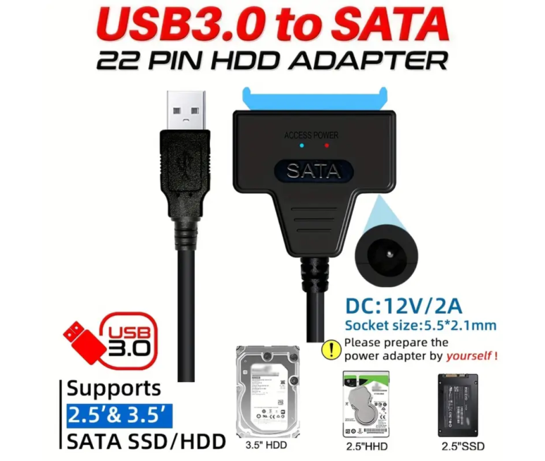 CABLE ADAPTADOR UNIVERSAL SATA A USB...