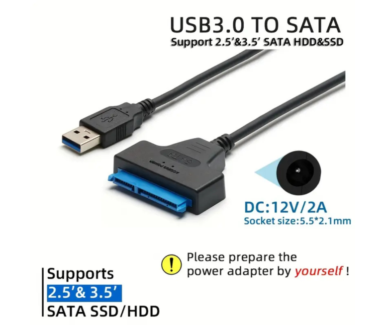 CABLE ADAPTADOR UNIVERSAL SATA A USB...