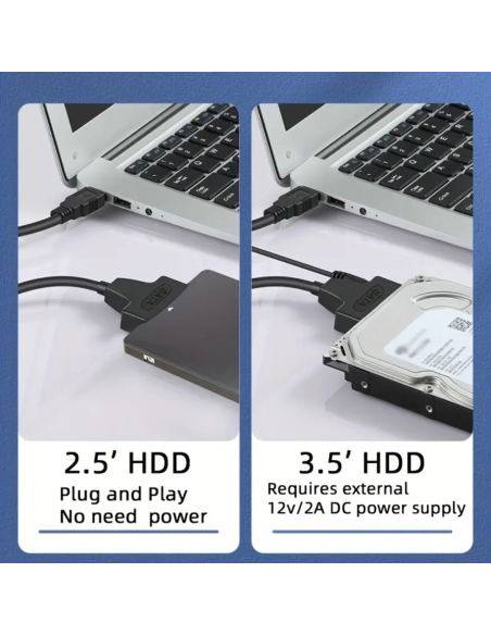 CABLE ADAPTADOR UNIVERSAL SATA A USB 3.0 DISCOS DUROS EXTERNOS DE 2.5" 3.5"