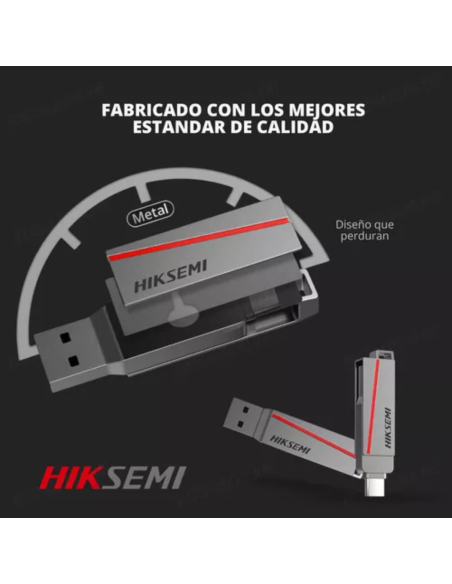 PENDRIVE HIKSEMI 32GB DUAL SIM 3.2 Y TIPO C MACHO GRIS
