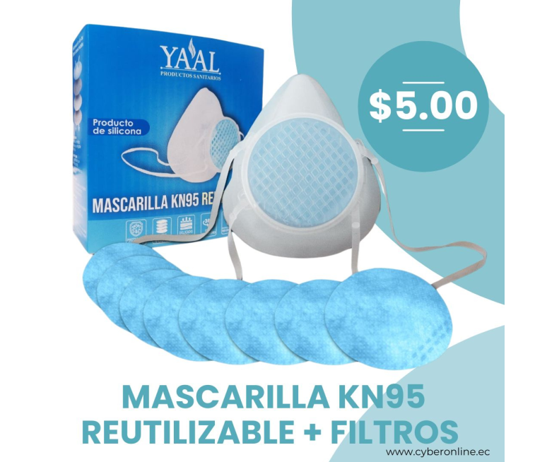 MASCARILLA KN95 DE SILICONA REUTILIZABLE + FILTRO - VIDA UTIL: 3 AÑOS