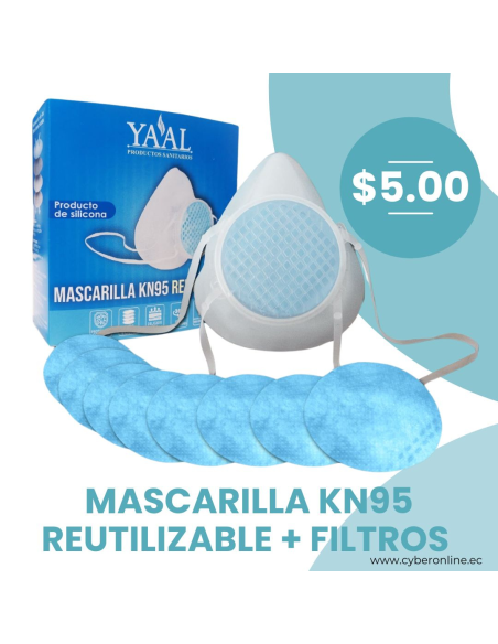 MASCARILLA KN95 DE SILICONA REUTILIZABLE + FILTRO - VIDA UTIL: 3 AÑOS